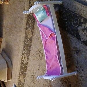 My Life As 6-Piece stackable bed play set for 18-inch dolls in white.